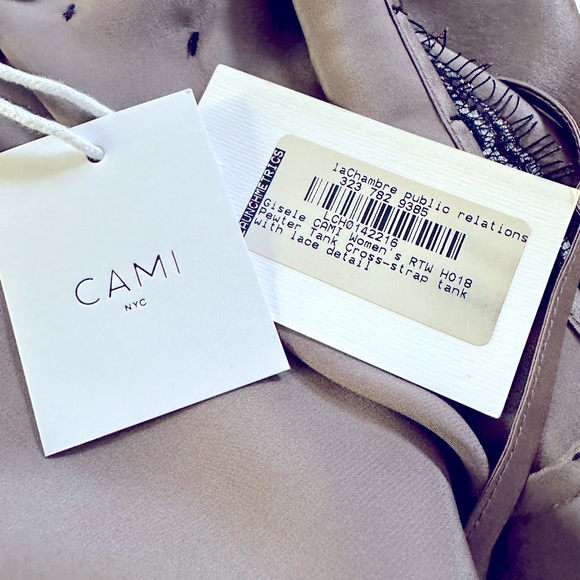 Cami NYC brown with lace trim silk luxury camisole Gisele cami small NEW - Picture 8 of 8